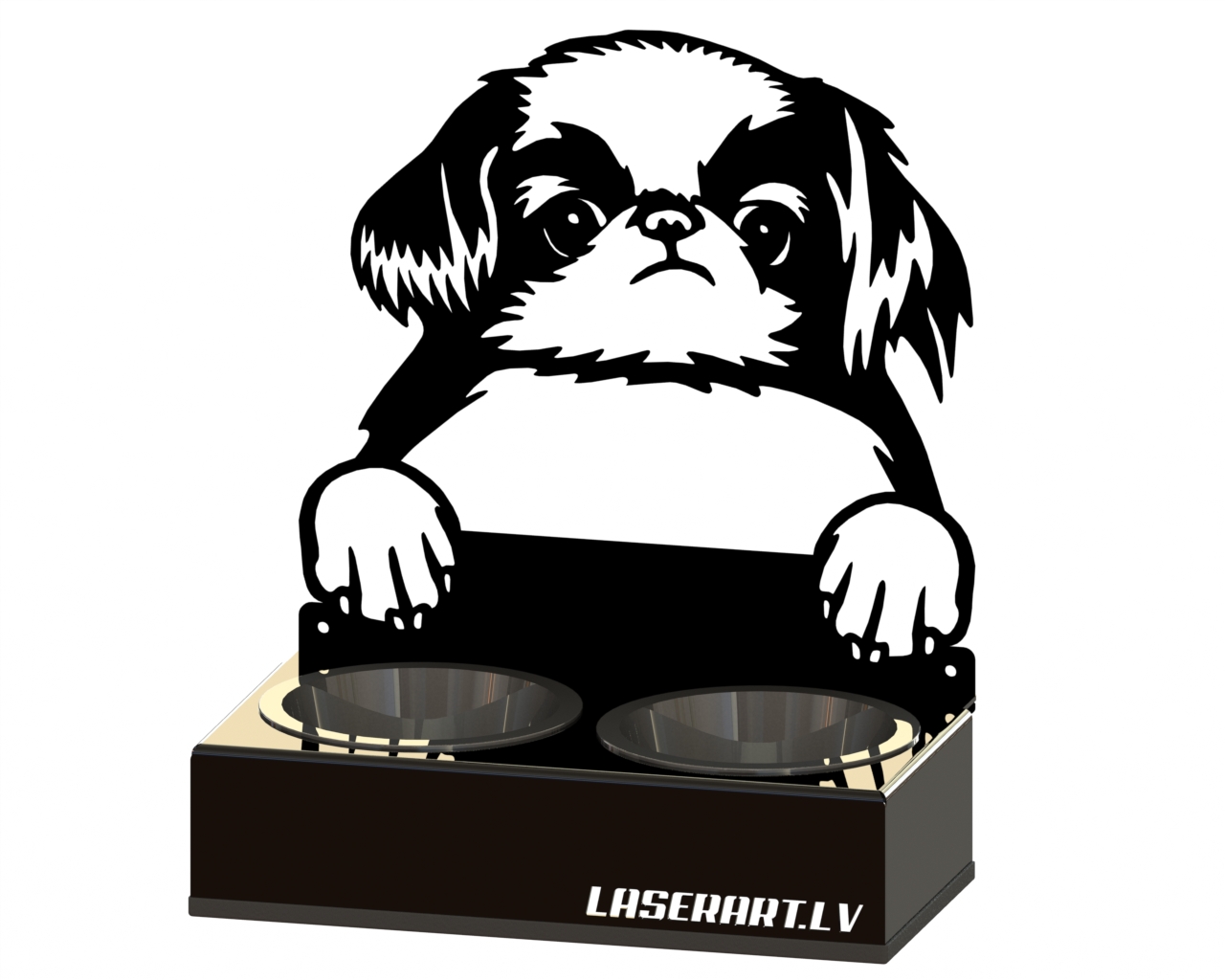 2-Bowl Dog Feeder, Japanese Chin Dog breed, Raised Feeding Station