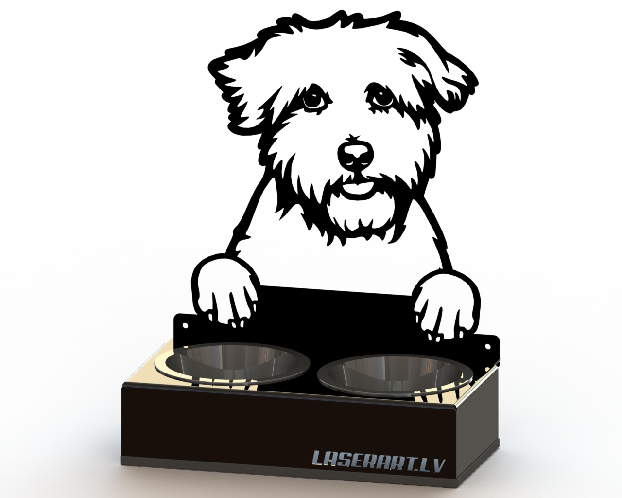 2-Bowl Dog Feeder, Coton de Tulear Dog breed, Raised Feeding Station