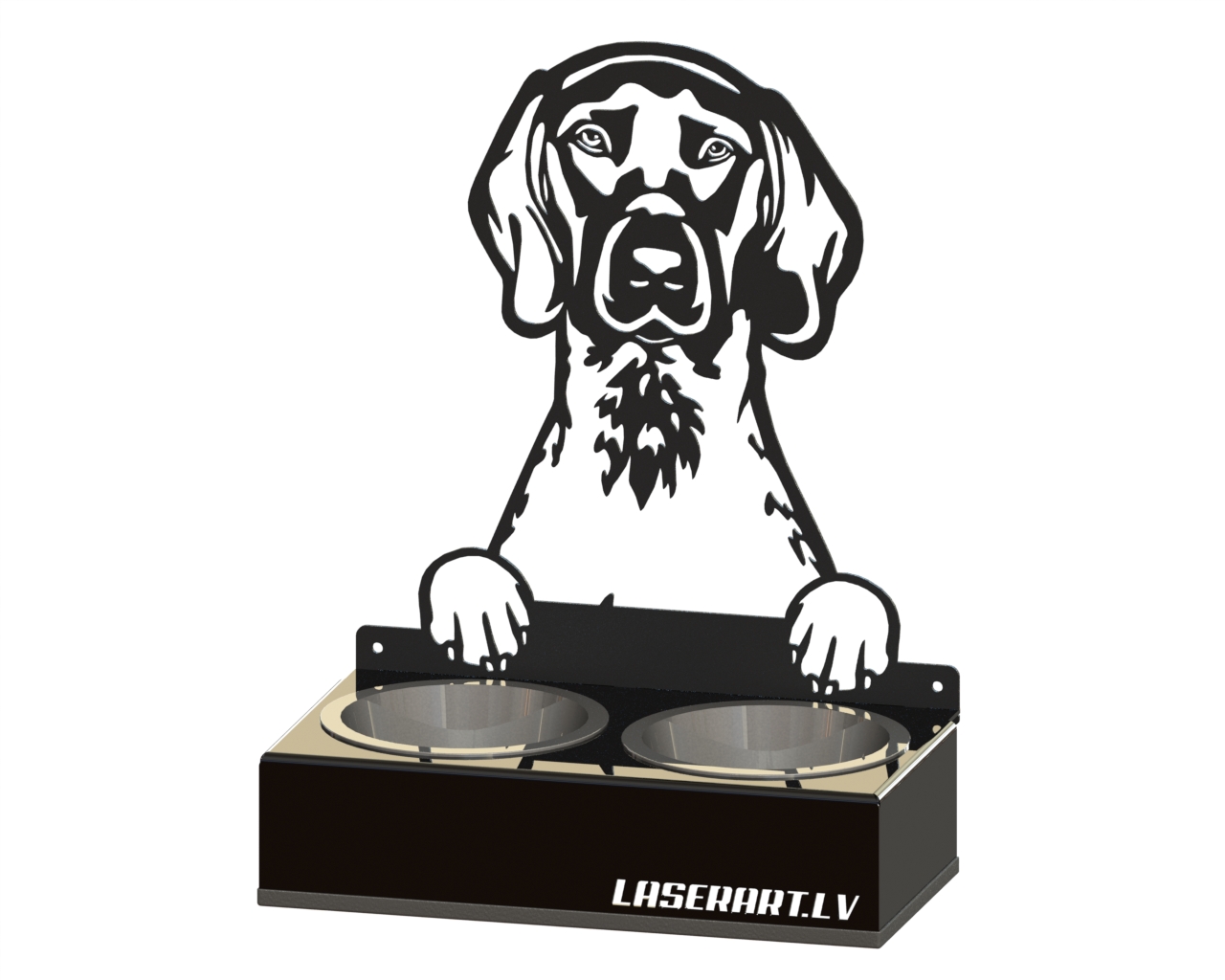 2-Bowl Dog Feeder, Pointers Dog breed, Raised Feeding Station