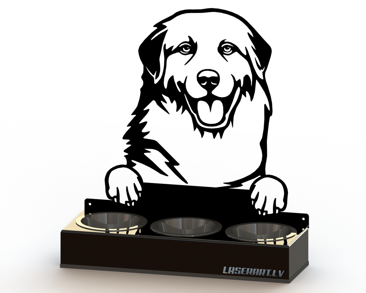 3-Bowl Dog Feeder, Great Pyrenees Dog breed, Raised Feeding Station