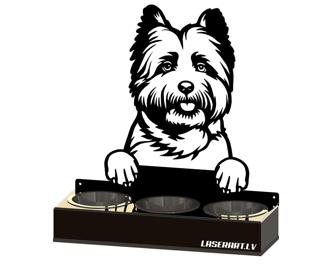 3-Bowl Dog Feeder, Cairn Terriers Dog breed, Raised Feeding Station