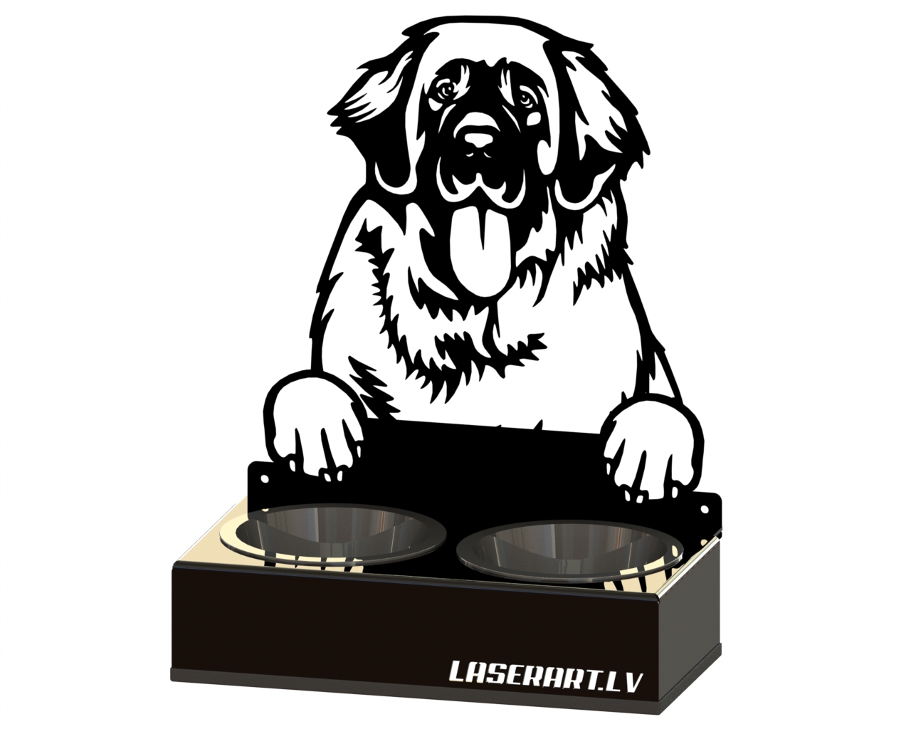 2-Bowl Dog Feeder, Leonbergers  Dog breed, Raised Feeding Station