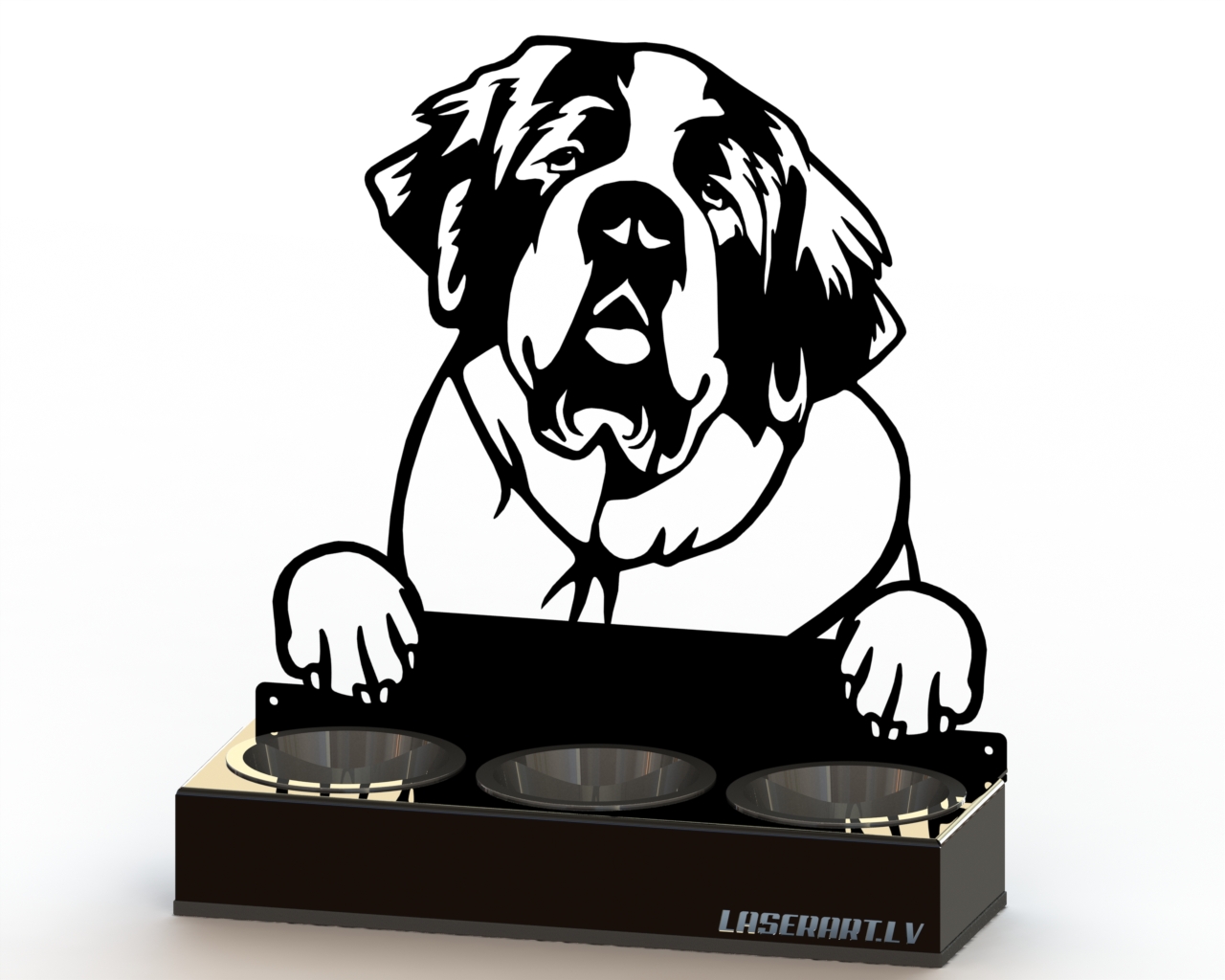 3-Bowl Dog Feeder, St. Bernards Dog breed, Raised Feeding Station