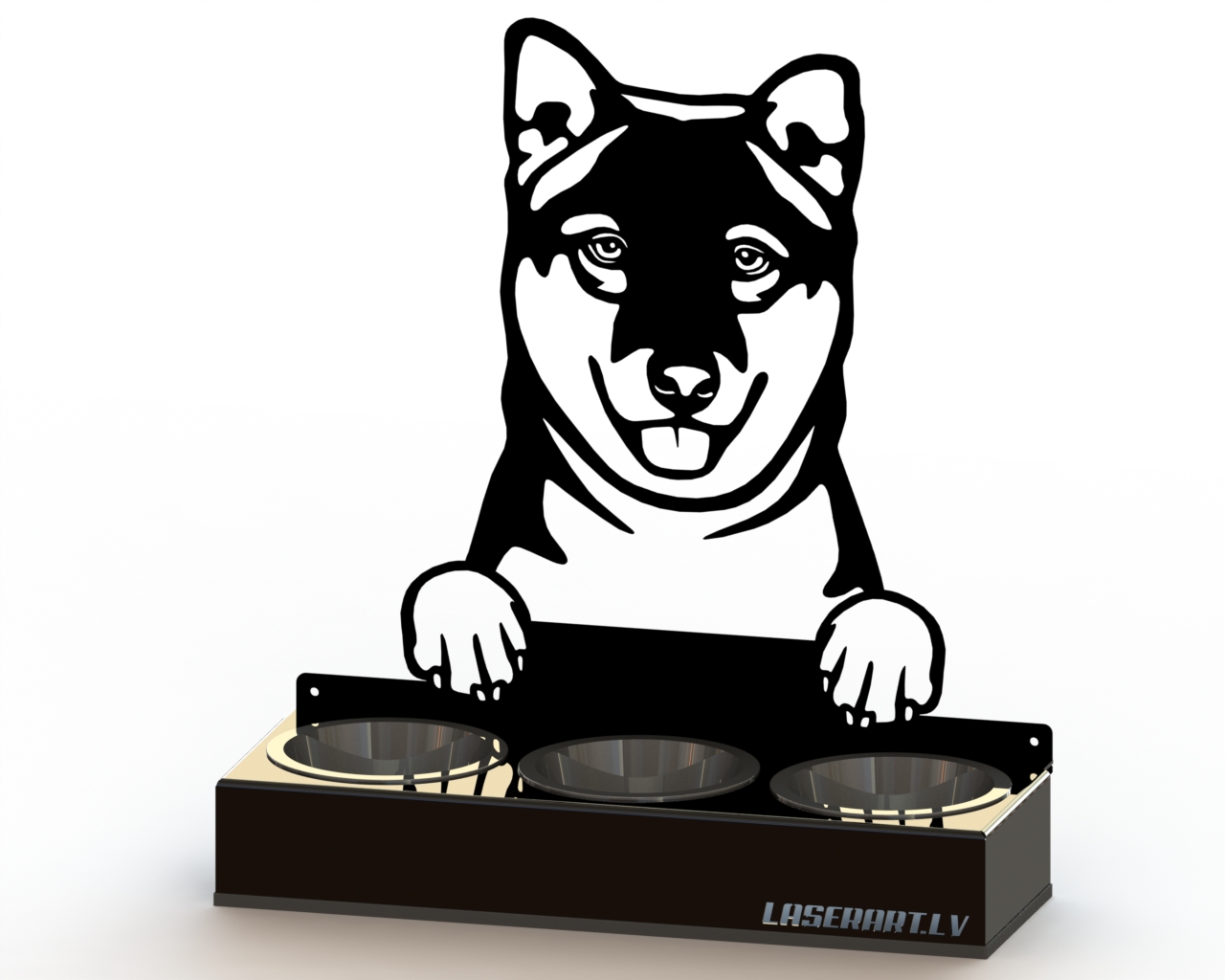 3-Bowl Dog Feeder, Korean Jindo Dog breed, Raised Feeding Station