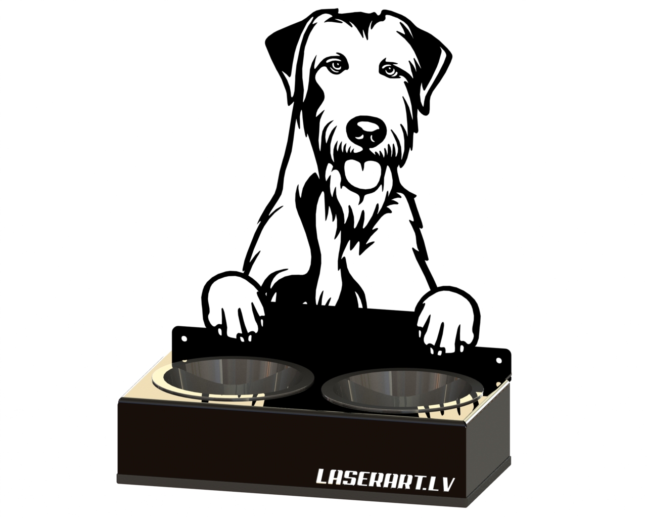 2-Bowl Dog Feeder, Irish Wolfhounds Dog breed, Raised Feeding Station