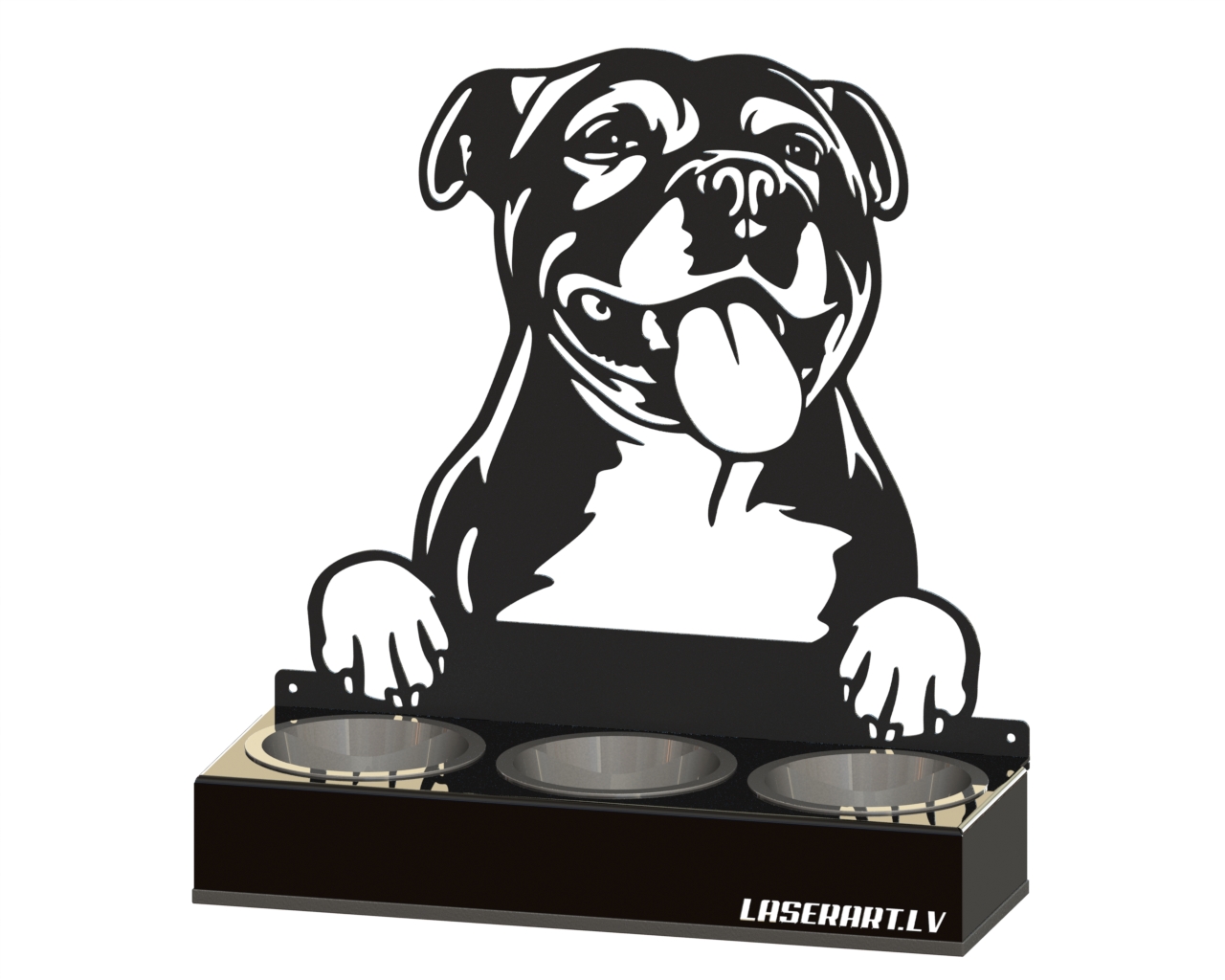 3-Bowl Dog Feeder, Staffordshire Bull Terriers Dog breed, Raised Feeding Station