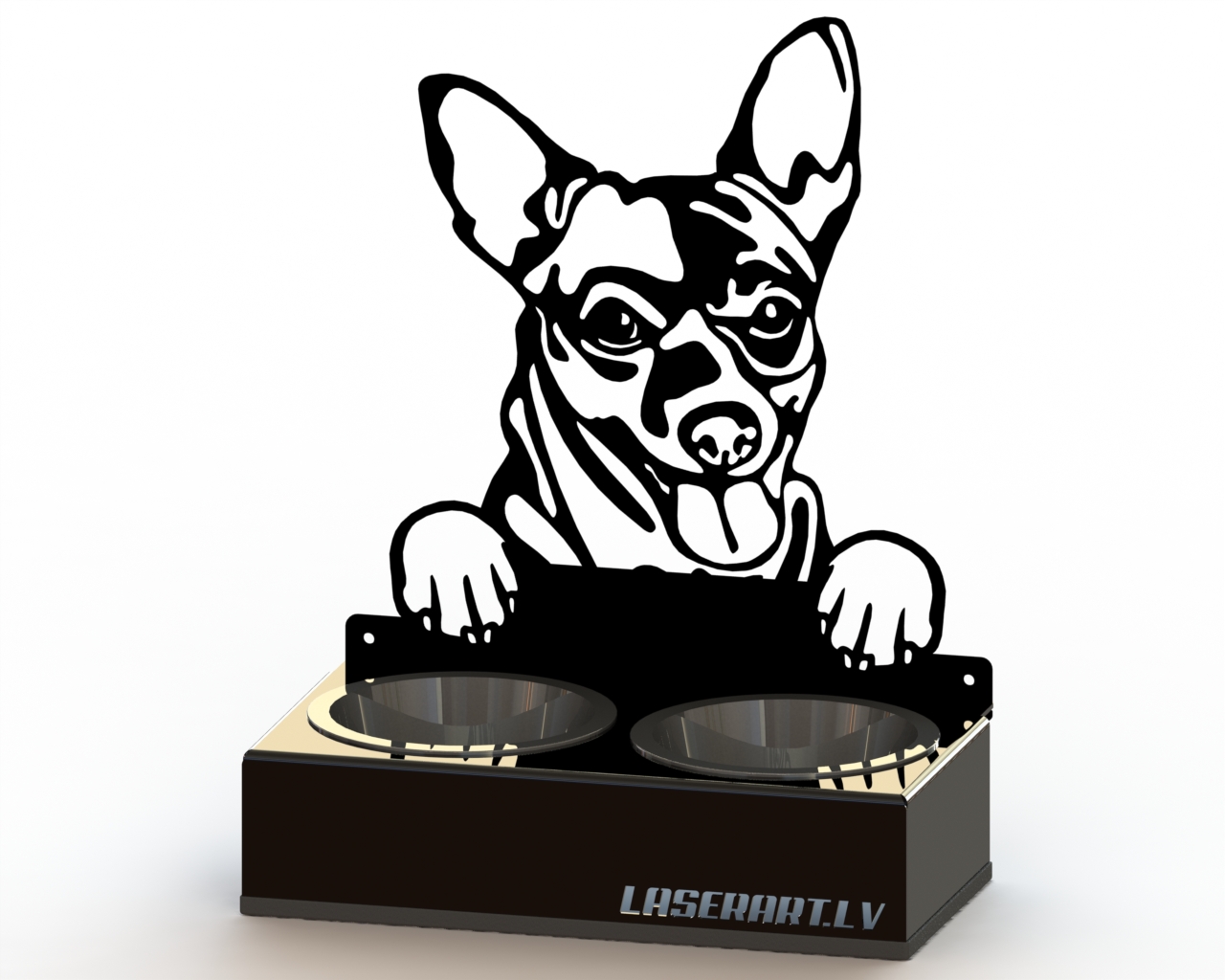 2-Bowl Dog Feeder, Cihuahua Dog breed, Raised Feeding Station