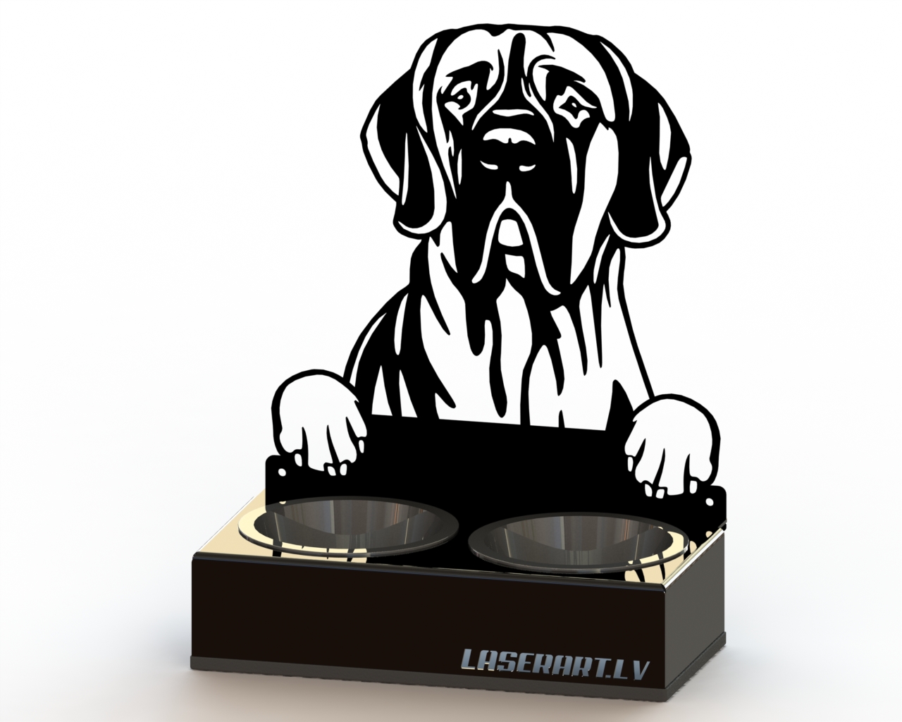 2-Bowl Dog Feeder, Great Danes Dog breed, Raised Feeding Station