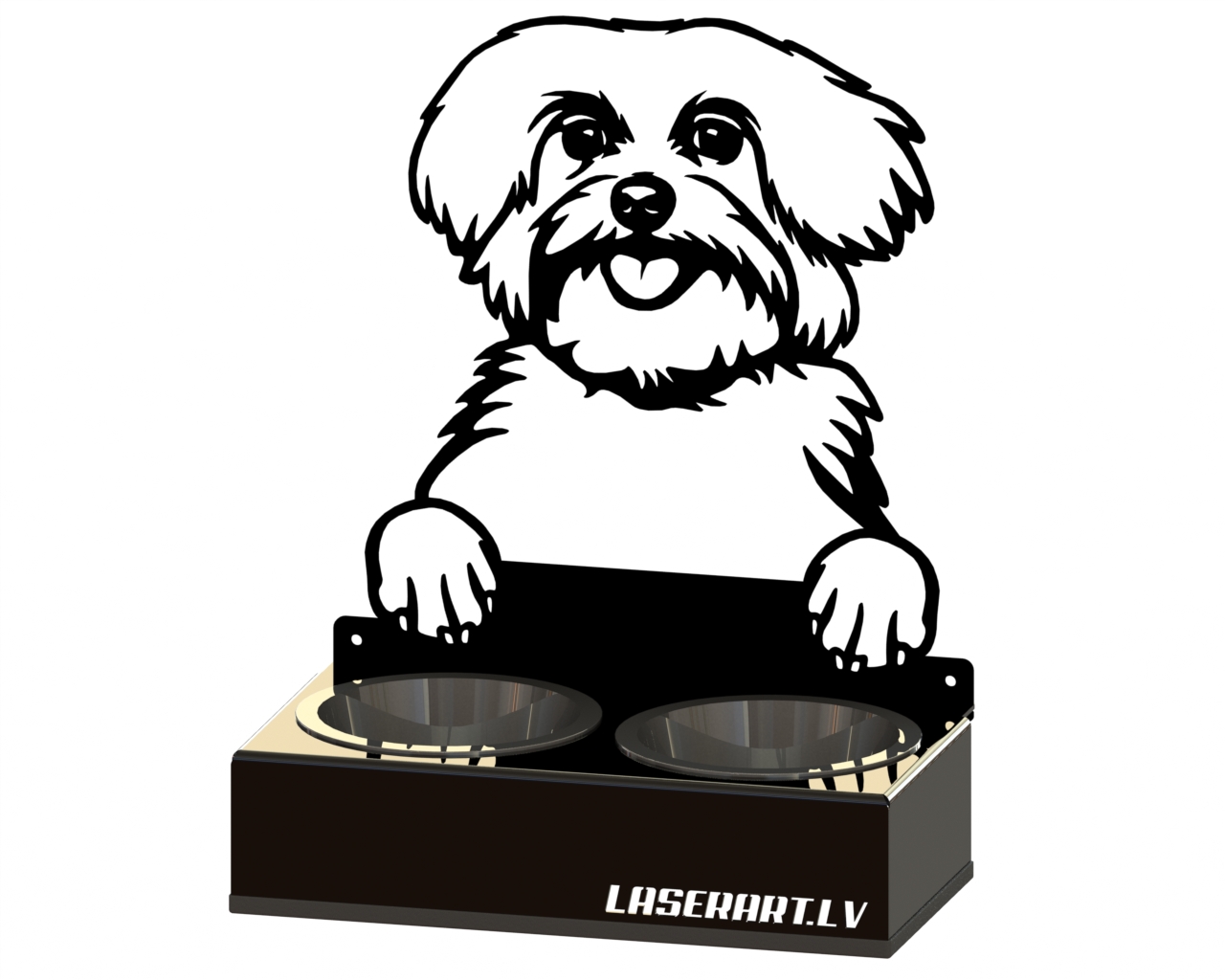 2-Bowl Dog Feeder, Maltese Dog breed, Raised Feeding Station