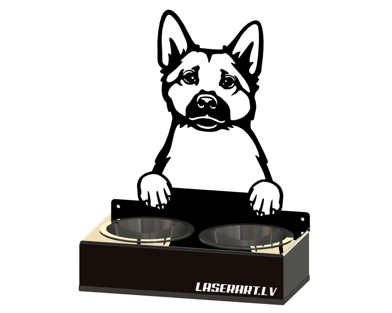 2-Bowl Dog Feeder, Norwegian Buhunds Dog breed, Raised Feeding Station