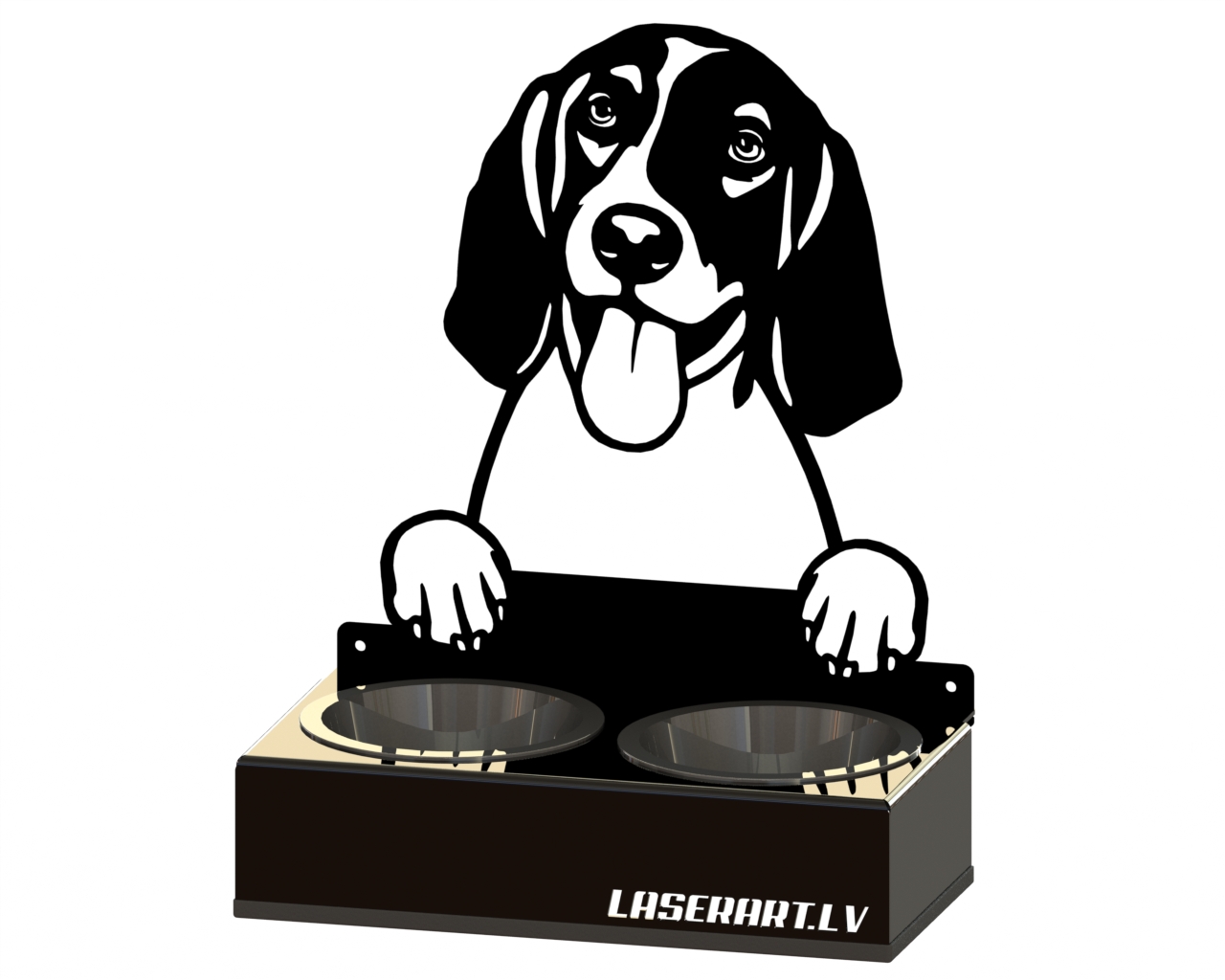 2-Bowl Dog Feeder, English Foxhounds Dog breed, Raised Feeding Station